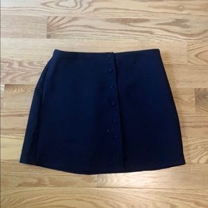 Navy Blue Mini Skirt with Button Detail